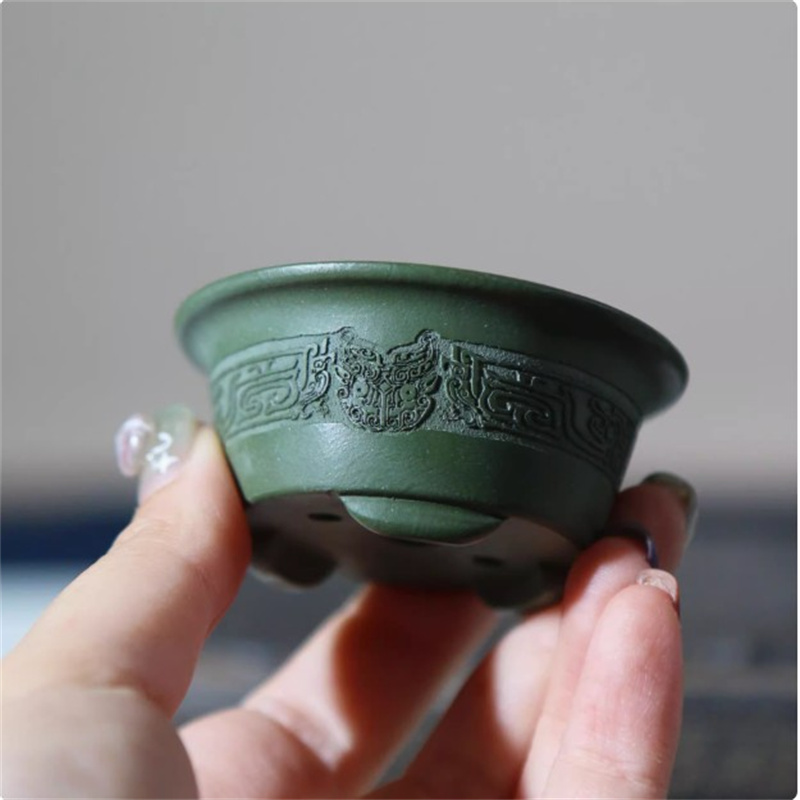 Bonsai Garden Table - Ceramic Carved Mini Bonsai Pot,Small Vase,