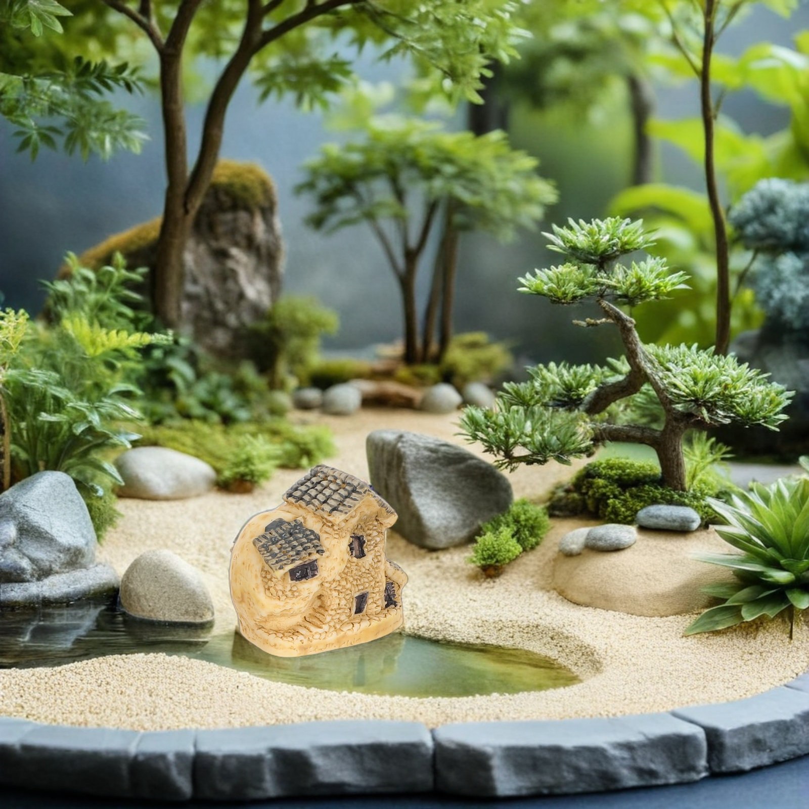 Bonsai Garden House - 4Pcs Fairy Garden Houses Miniature Resin