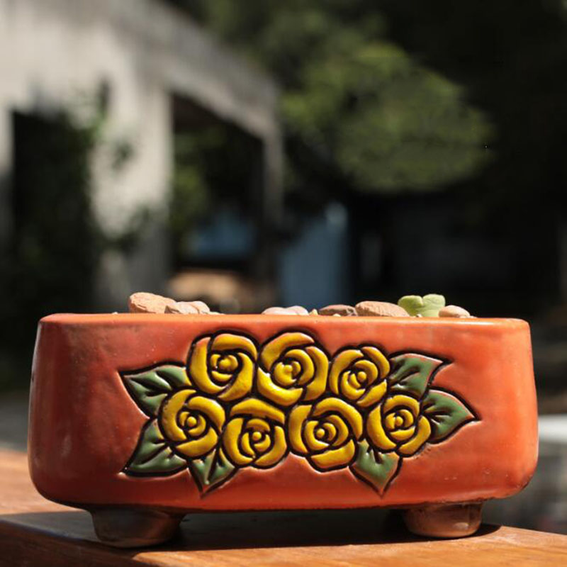 Ceramic Rectangle Floral Patte - огляд і ціна Bonsai Garden Europe